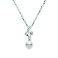 mikimoto frost 18ct white gold 034ct diamond pearl necklace