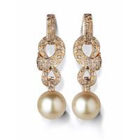 Mikimoto 18ct Yellow Gold Champagne Pearl Drop Earrings