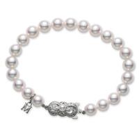 mikimoto 18ct white gold grade a1 7mm white pearl bracelet