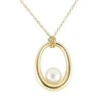 Mikimoto Necklace Loop White Pearl 18ct Yellow Gold D