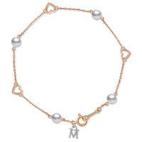 Mikimoto 18ct Rose Gold 4.5mm White Pearl Heart Bracelet