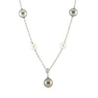 Mikimoto Necklace Diamond Black And White Pearl 18ct White Gold D