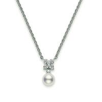 Mikimoto Necklace Pearl And Diamond Flower 18ct White Gold