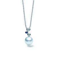 Mikimoto Necklace Pearl And Sapphire 18ct White Gold D