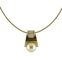 Mikimoto Necklace Yellow Pearl And Diamond 18ct Yellow Gold D