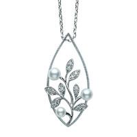 Mikimoto Necklaces Marquise Leaf Pearl And Diamond 18ct White Gold