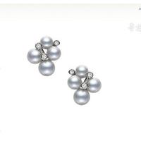 Mikimoto 18ct White Gold Diamond Pearl Bubble Stud Earrings