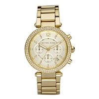 michael kors gold plated chronograph dial with stone bezel bracelet wa ...
