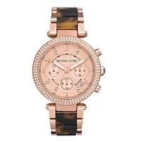Michael Kors Rose Gold Chronograph Dial Rose Gold Plated and Tortoiseshell Bracelet Watch MK5538