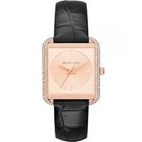 michael kors lake rose gold plated black strap watch mk2611