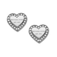 Michael Kors Heritage- Stainless Steel and Cubic Zirconia Logo Heart Stud Earrings MKJ3966040