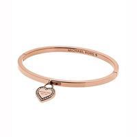 Michael Kors Logo Rose Gold Tone Zirconia Heart Bracelet