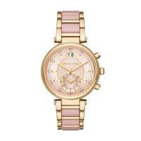 michael kors ladies sawyer gold tone blush acetate watch