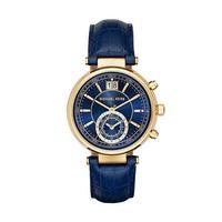 Michael Kors Ladies Sawyer Blue Leather Strap Chronograph Watch