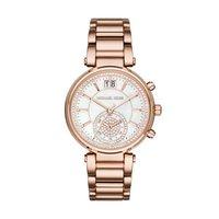 Michael Kors Ladies Rose Gold Tone Sawyer Watch