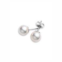 mikimoto ladies classic 75mm aaa pearl stud earrings in white gold