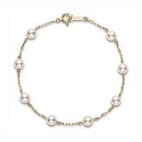 Mikimoto Ladies Yellow Gold And Pearl Chain Bracelet