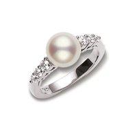 mikimoto morning dew pearl and diamond ring