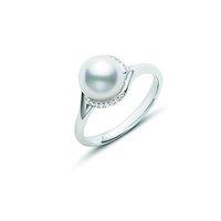 Mikimoto Ladies Diamond And Pearl Twist Ring