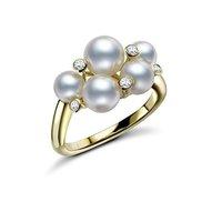 Mikimoto Ladies Yellow Gold And Pearl Bubble Ring