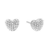 Michael Kors Brilliance Silver Tone And Zirconia Pave Heart Stud Earrings