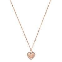 Michael Kors Heritage Rose Gold Heart Logo Necklace