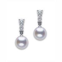 Mikimoto Ladies White Gold And Diamond Morning Dew Pearl Earrings