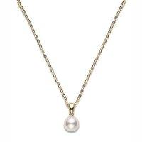 mikimoto ladies yellow gold classic 85mm pearl pendant