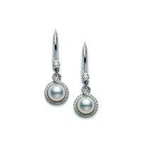 Mikimoto White Gold And Diamond Petit Soleil Pearl Earrings