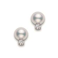 Mikimoto Ladies White Gold And Diamond 6mm Pearl Stud Earrings