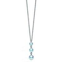 mikimoto three pearl and diamond drop pendant