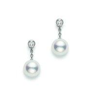 Mikimoto White Gold And Diamond Pearl Earrings