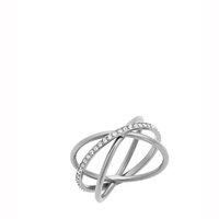 Michael Kors Brilliance Pave Silver Tone Crossover Ring