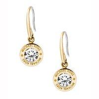 Michael Kors Ladies Briliance Yellow Gold Tone And Zirconia Logo Hook Earrings