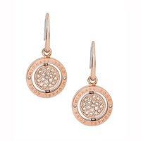 Michael Kors Doublewear Rose Gold Tone Spin Zirconia Logo Drop Earrings