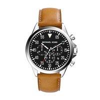 michael kors gents gage tan leather strap watch