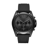 Michael Kors Gents Bradshaw Black Dial Black Silicone Chronograph Watch