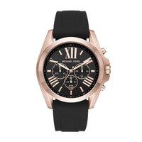 Michael Kors Gents Bradshaw Rose Gold Tone And Black Silicone Chronograph Watch