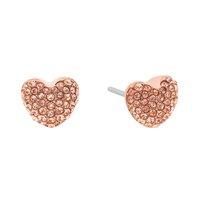 Michael Kors Brilliance Rose Gold Tone And Zirconia Pave Heart Stud Earrings