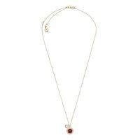 Michael Kors Logo Gold Tone Garnet Mother Of Pearl Necklace
