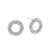 Michael Kors Brilliance Silver Tone Pave Open Circle Stud Earrings
