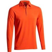 mizuno breath thermo long sleeve polo shirt orange