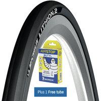 Michelin Lithion 2 Tyre Grey 23c + FREE Tube