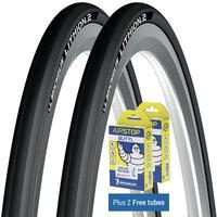 Michelin Lithion 2 Tyres Grey 23c + FREE Tubes