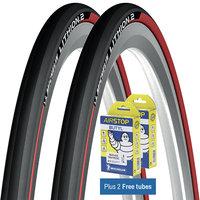 Michelin Lithion 2 Tyres Red 23c + FREE Tubes