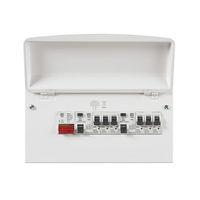 mk sentry consumer unit 6 way metal dual rcd high integrity fully popu ...