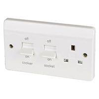 Mk logic plus 2 Gang 45A DP Switch & 13A Switch Socket White - E28018