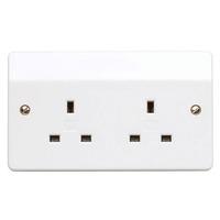 mk logic plus 13a 2 gang unswitched socket white e28010