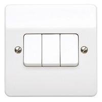 Mk logic plus 3 Gang 2 Way 10A Switch White - E28002