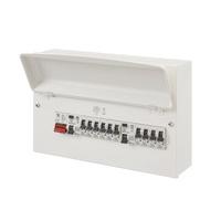 mk sentry consumer unit 10 way metal dual rcd high integrity fully pop ...